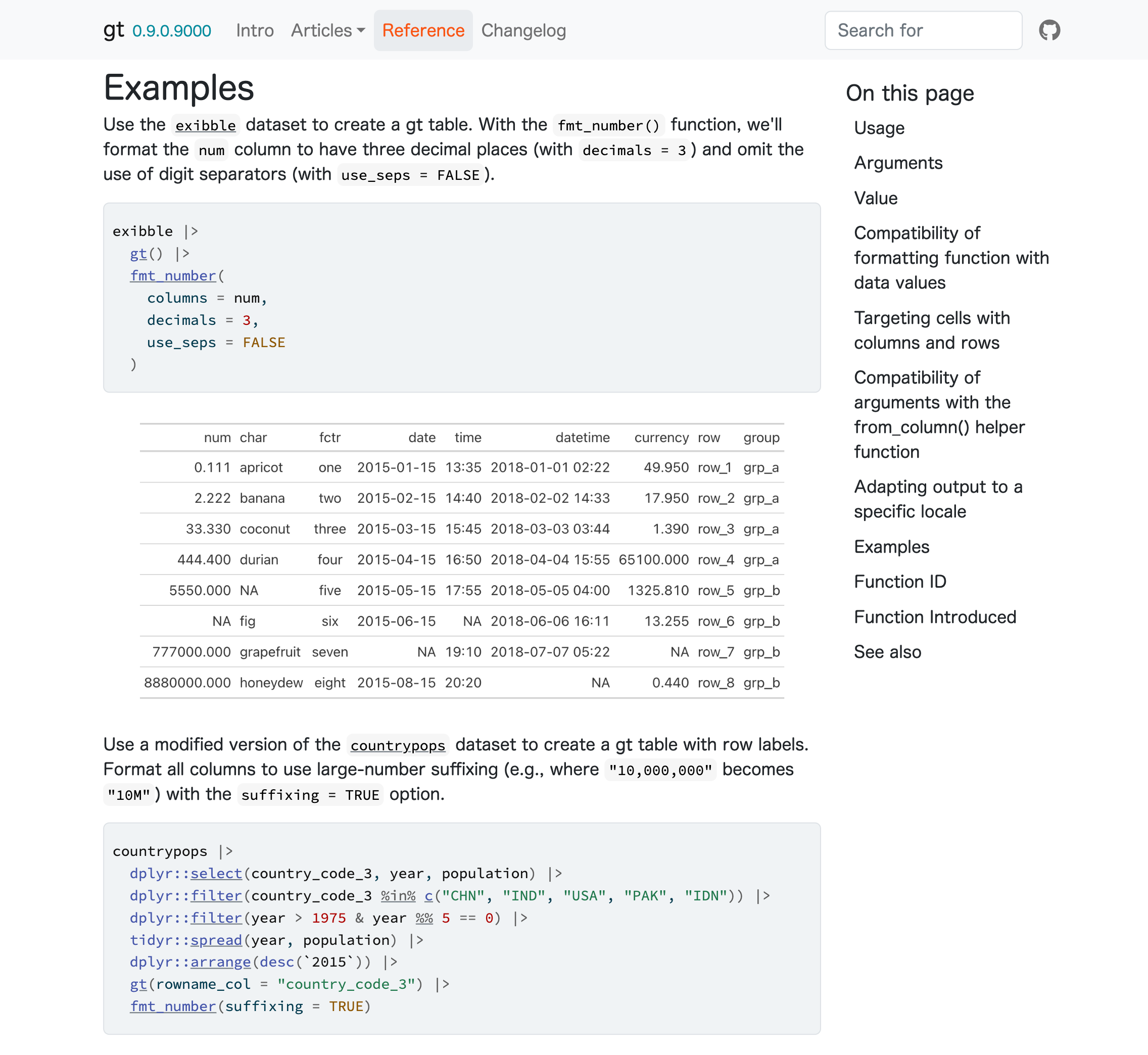 Another screenshot of gt documentation
